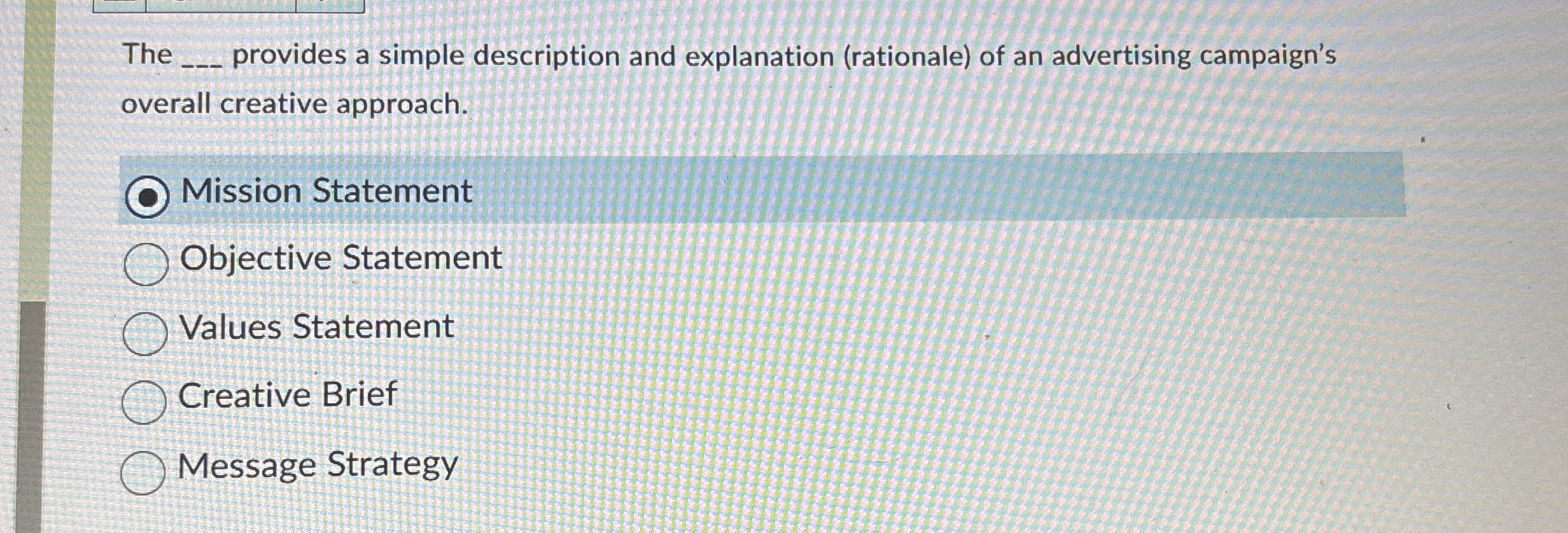  The provides a simple description and explanation (rationale) of an advertising