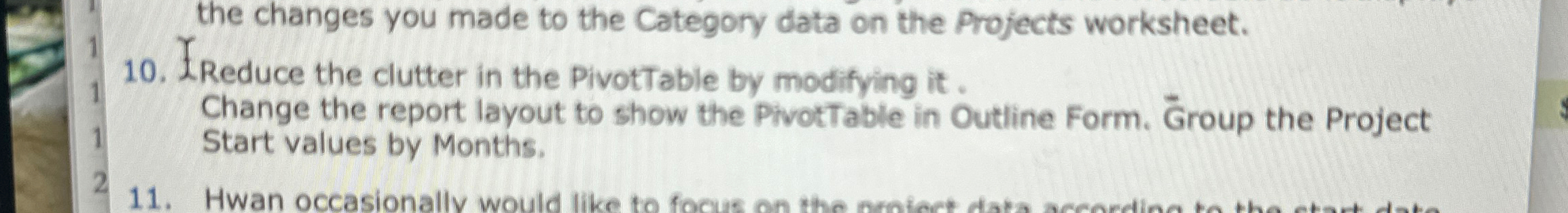  the changes you made to the Category data on the Projects