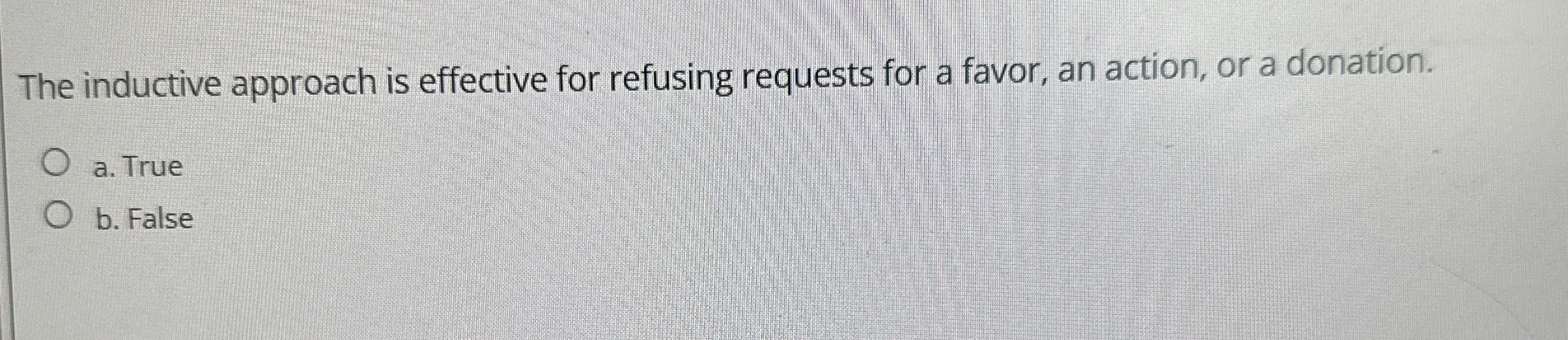  The inductive approach is effective for refusing requests for a favor,