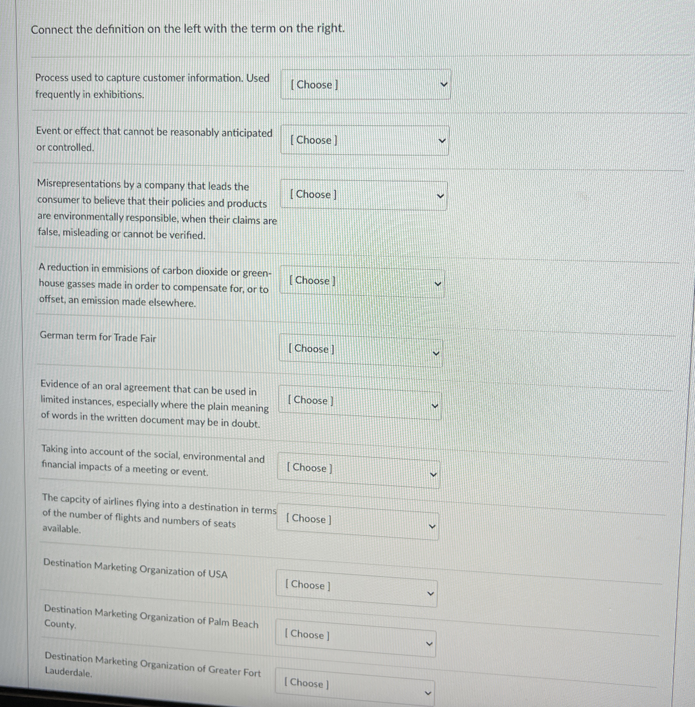  Connect the definition on the left with the term on the
