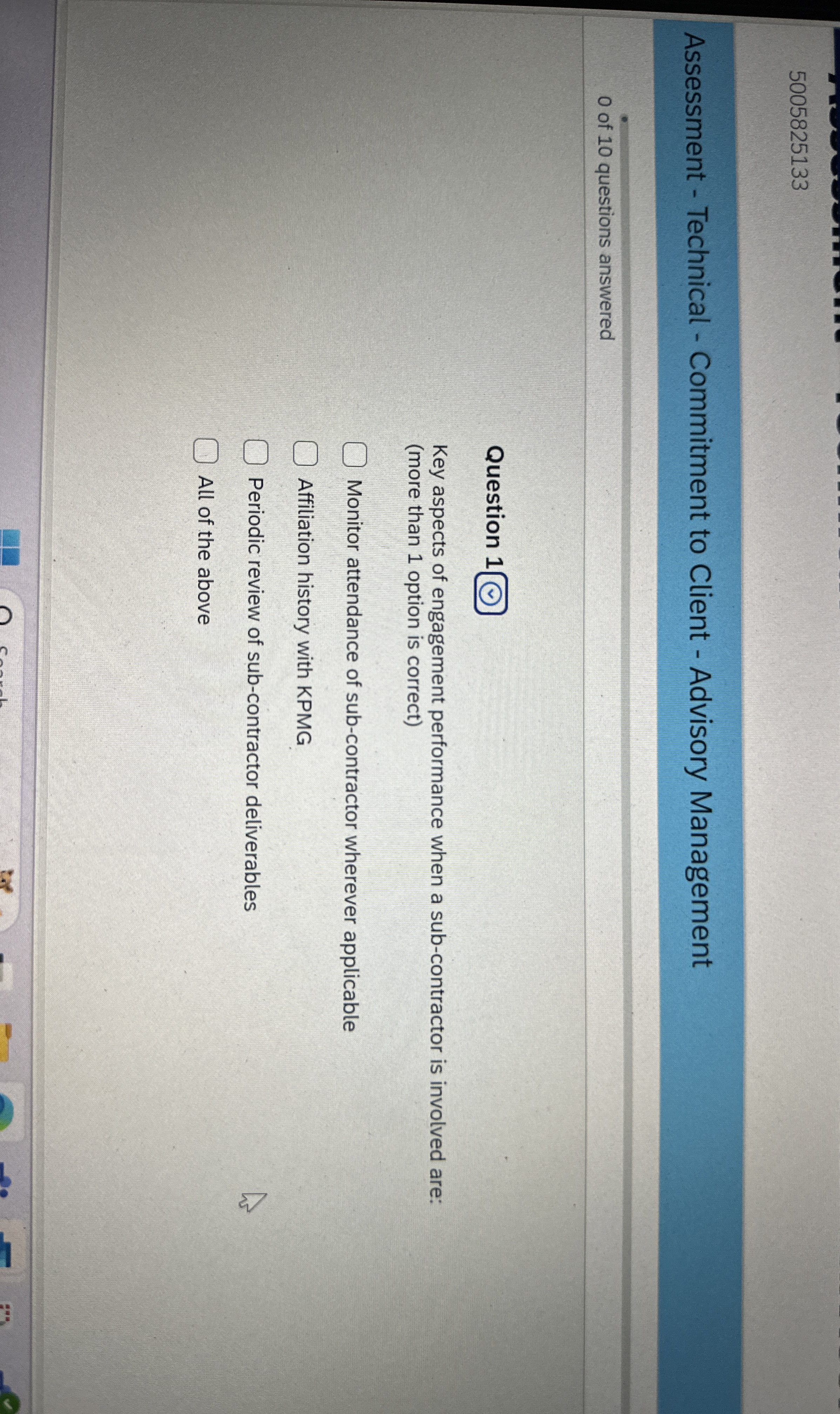  5005825133 Assessment - Technical - Commitment to Client - Advisory Management