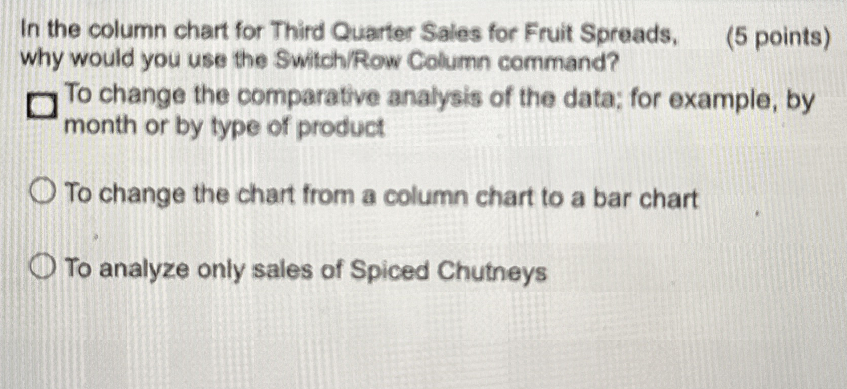  In the column chart for Third Quarter Sales for Fruit Spreads,