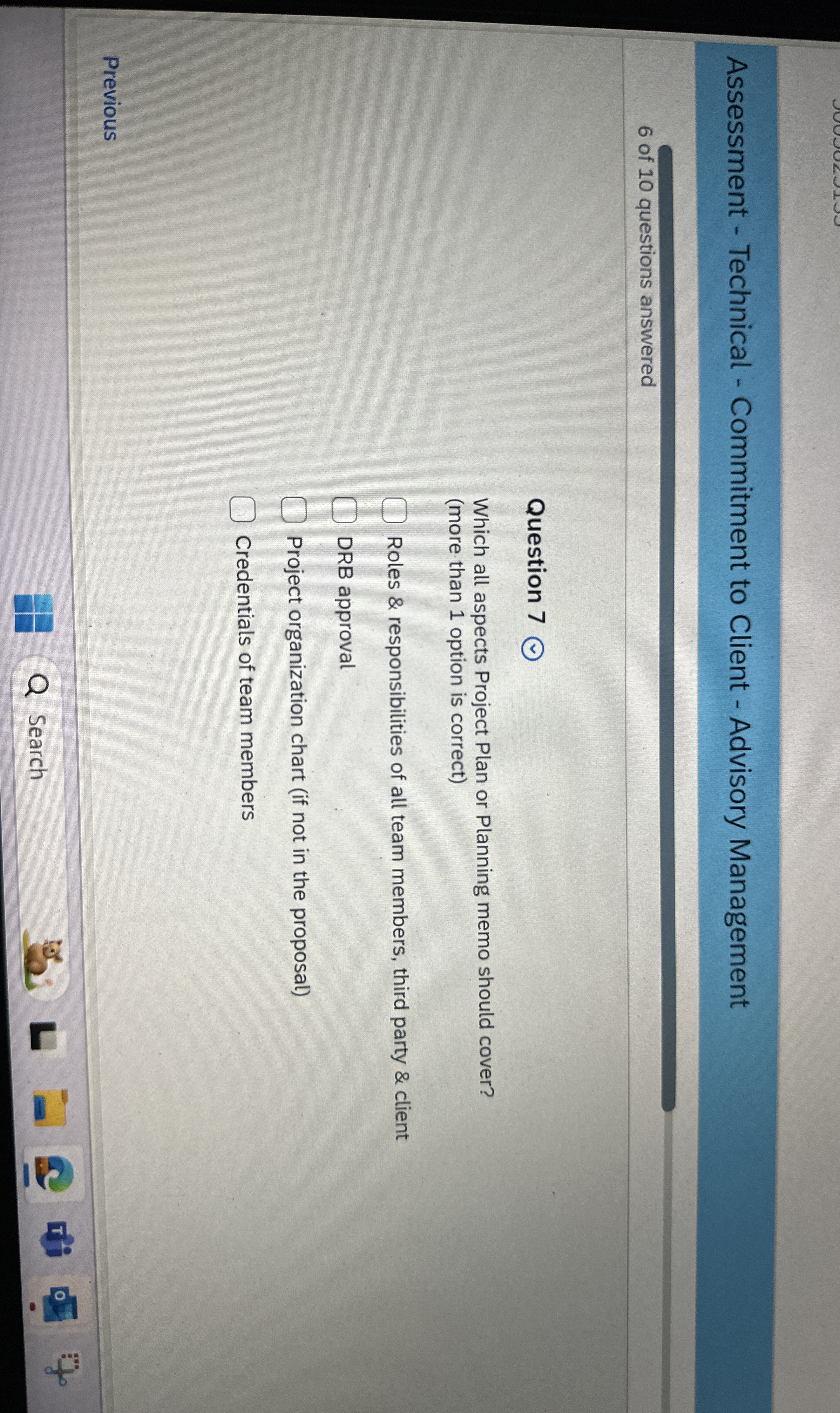  Assessment - Technical - Commitment to Client - Advisory Management 6