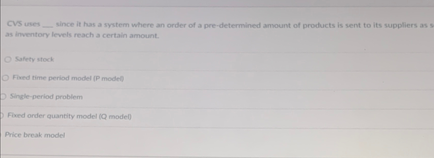  CVS uses q, since it has a system where an order