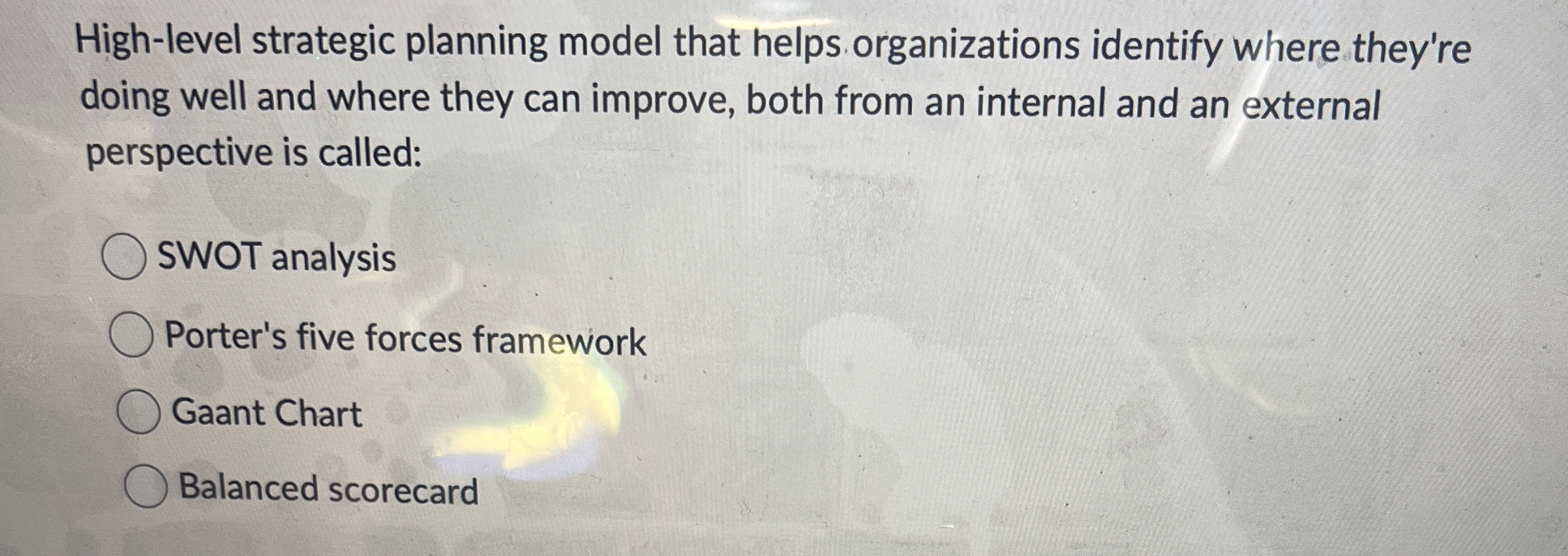  High-level strategic planning model that helps organizations identify where they're doing