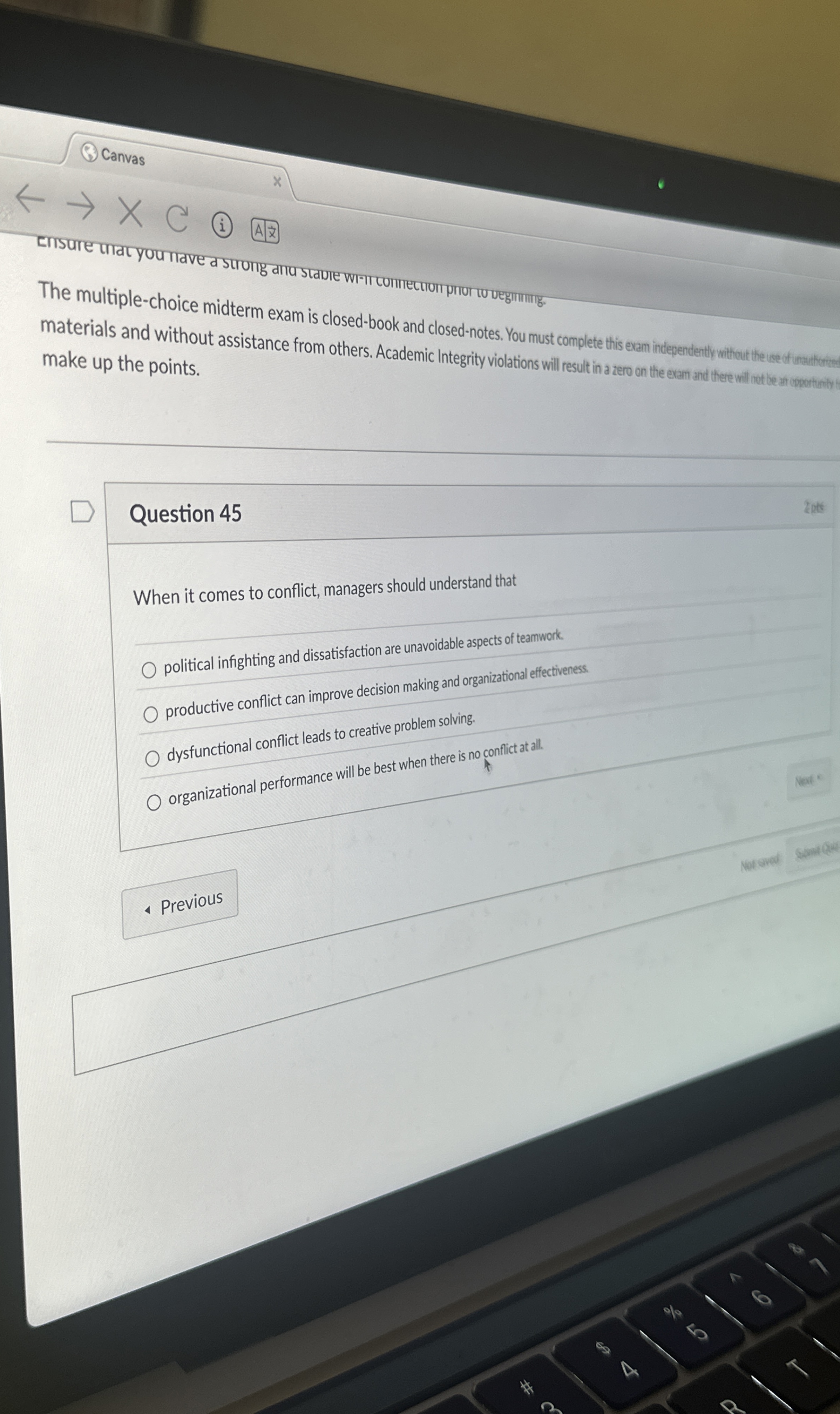  Canvas The multiple-choice midterm exam is closed-book and closed-notes. You must