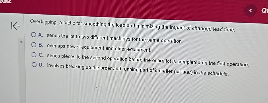  Overlapping, a tactic for smoothing the load and minimizing the impact