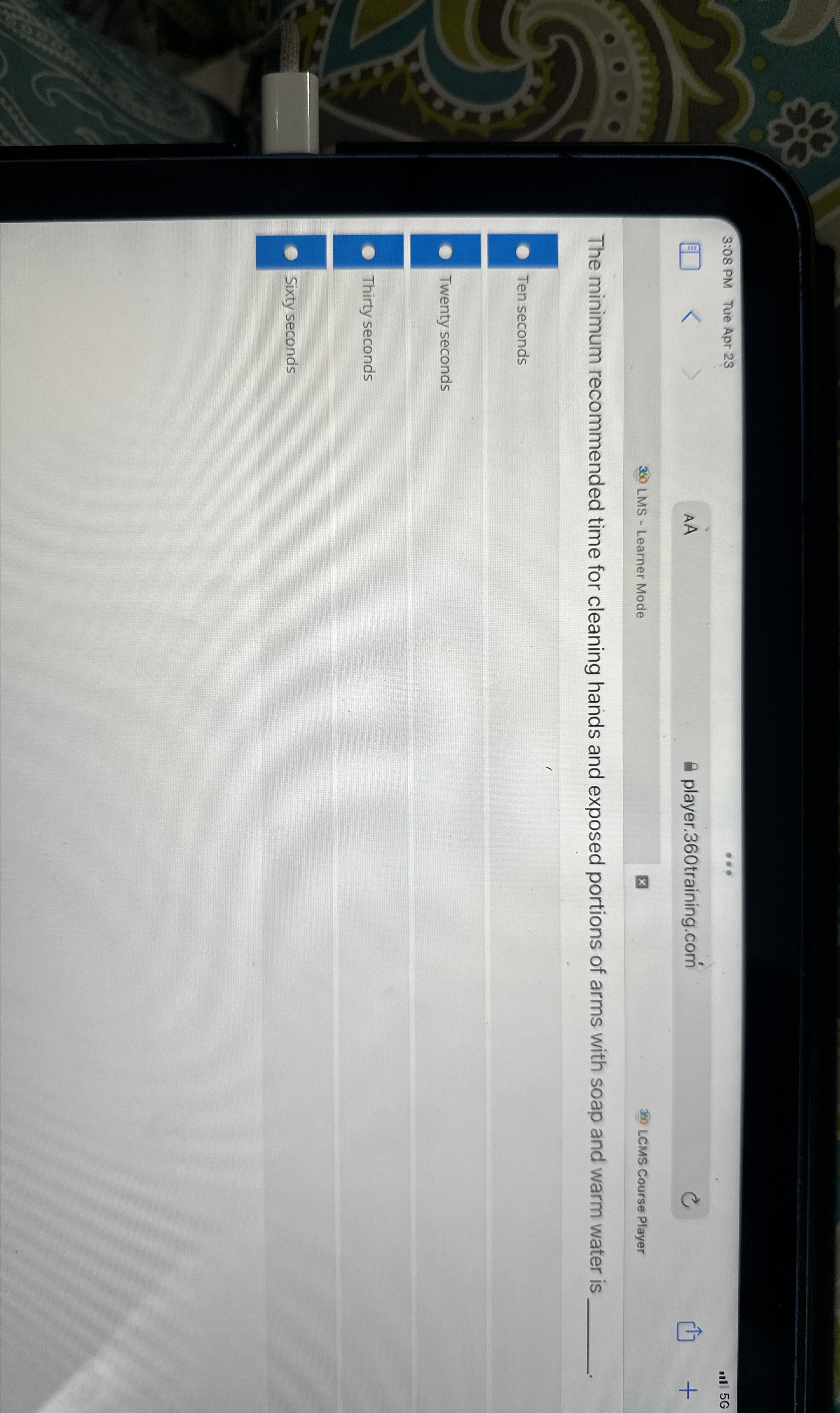  3:08 PM Tue Apr 23 AA player.360training.co LMS - Learner Mode