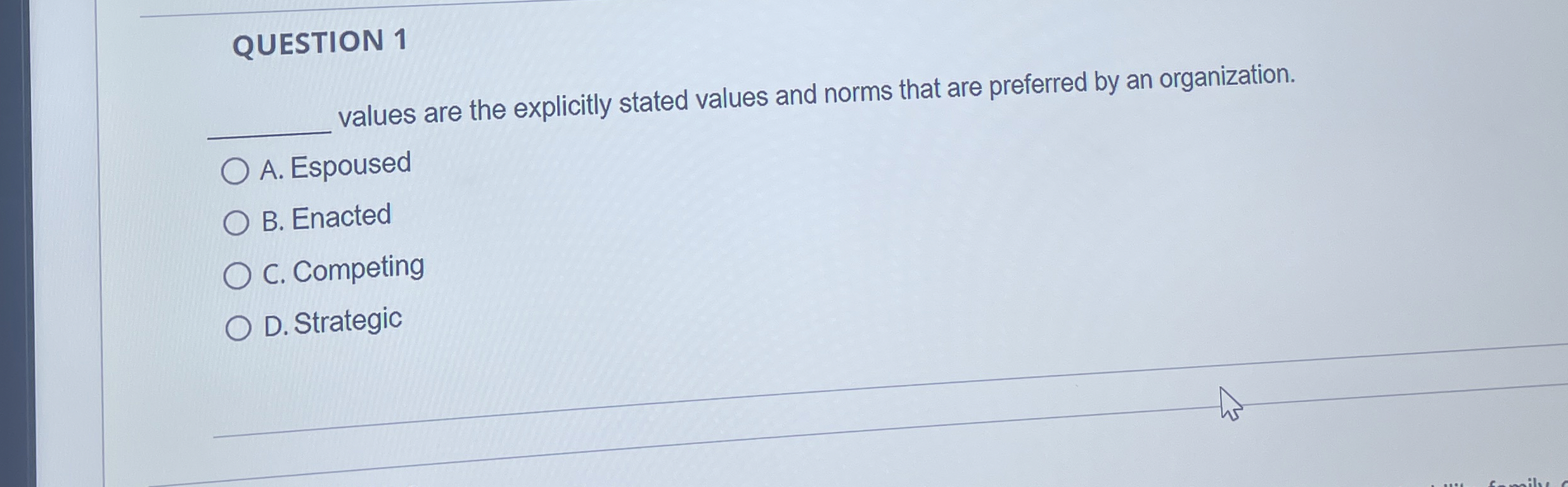  QUESTION 1 q, values are the explicitly stated values and norms