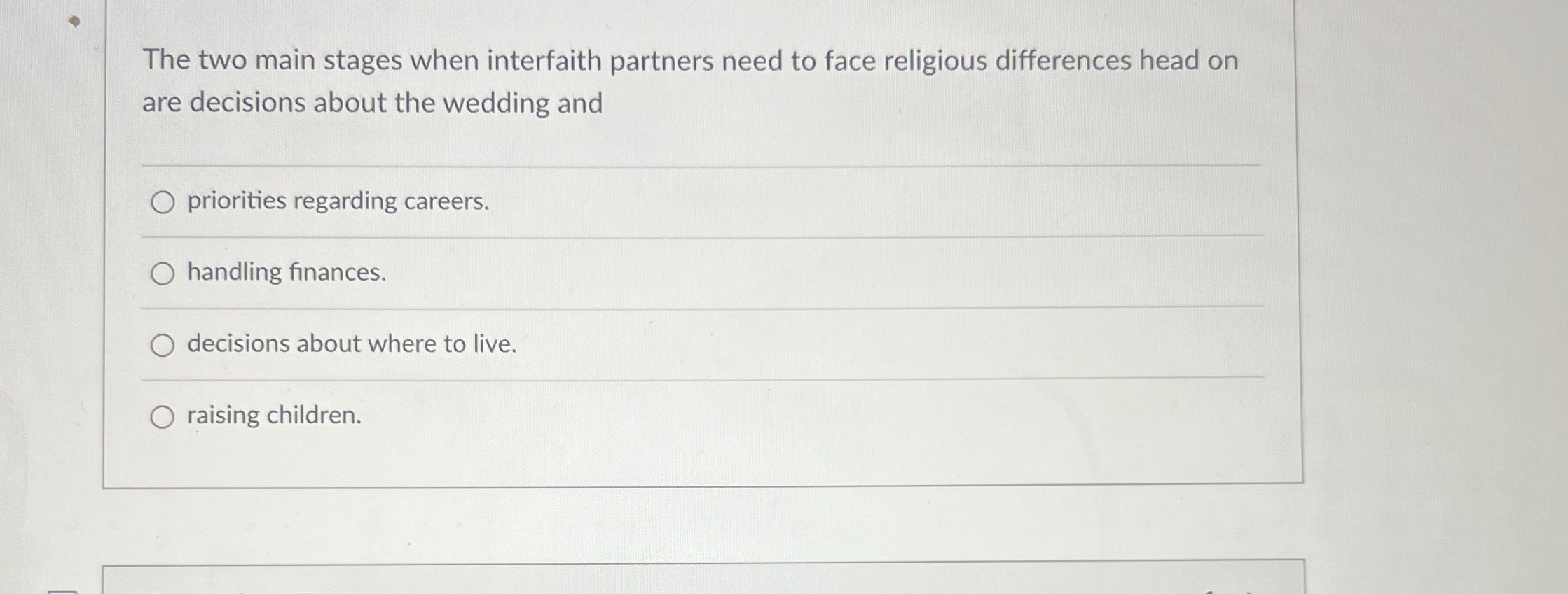  The two main stages when interfaith partners need to face religious