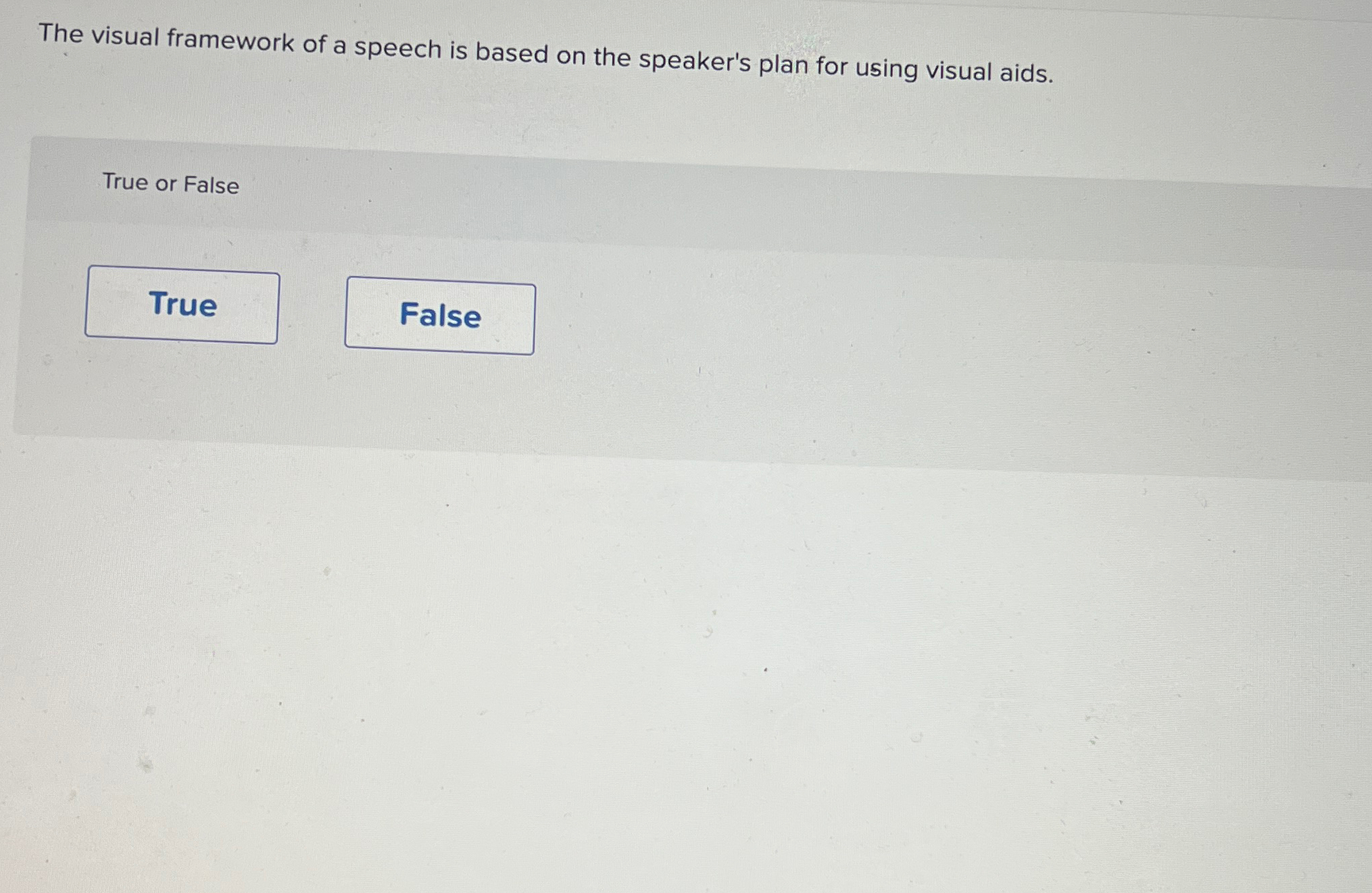  The visual framework of a speech is based on the speaker's