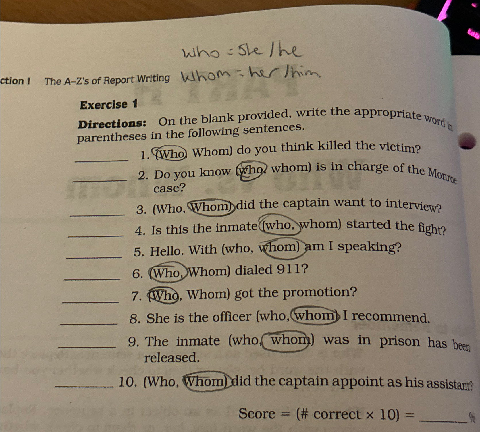  who = sle / he ction I The A-Z's of Report