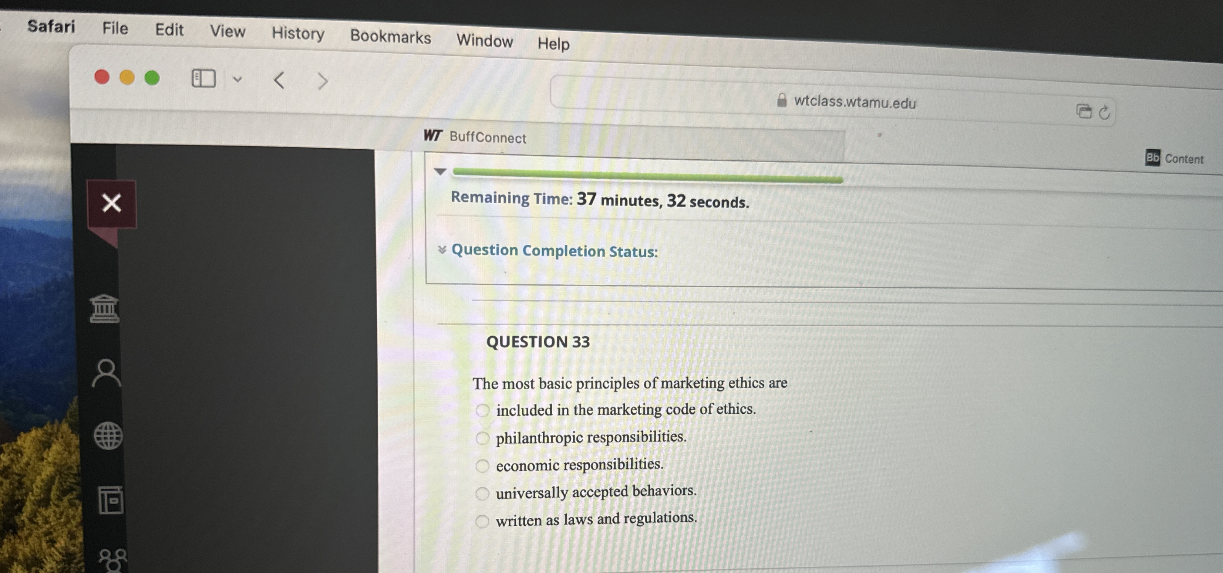  Safari File Edit View History Bookmarks Window Help wtclass.wtamu.edu BuffConnect Content