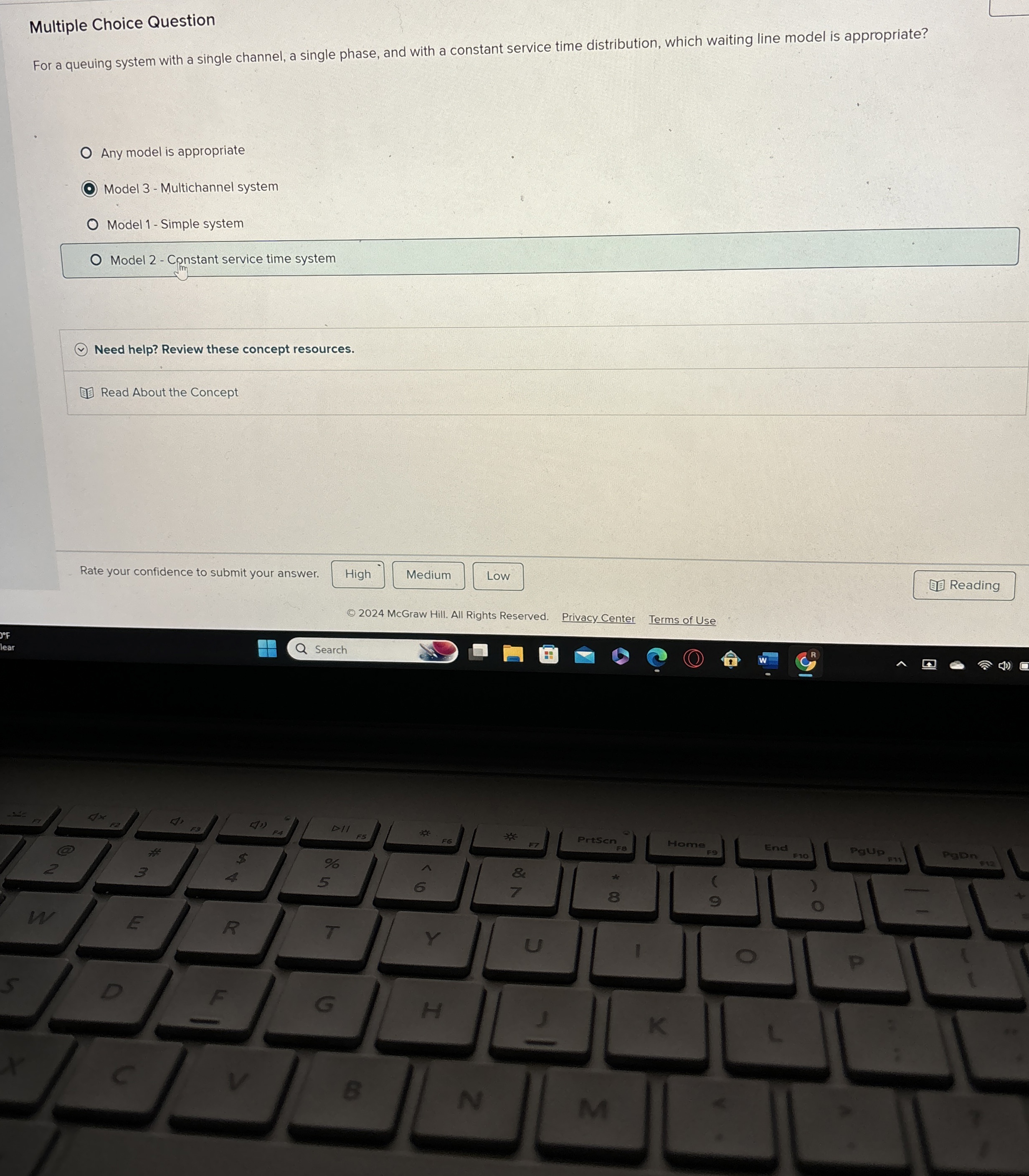  Multiple Choice Question For a queuing system with a single channel,