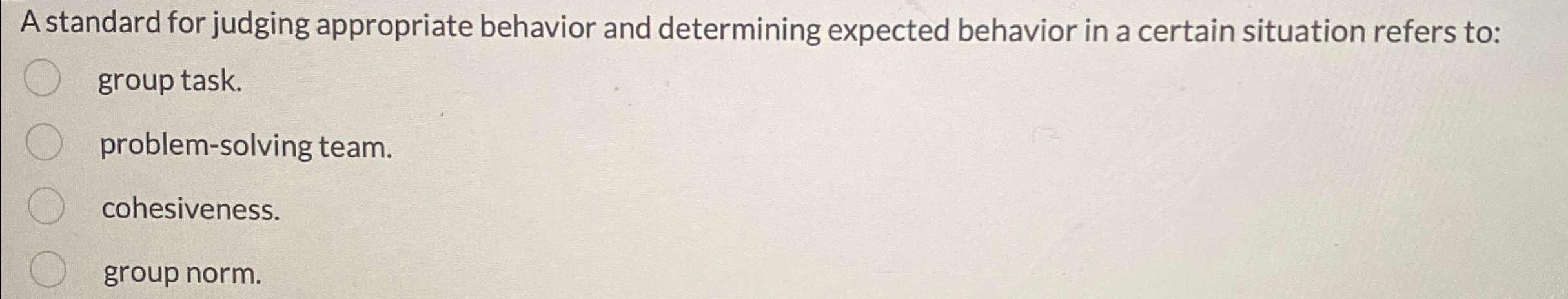  A standard for judging appropriate behavior and determining expected behavior in