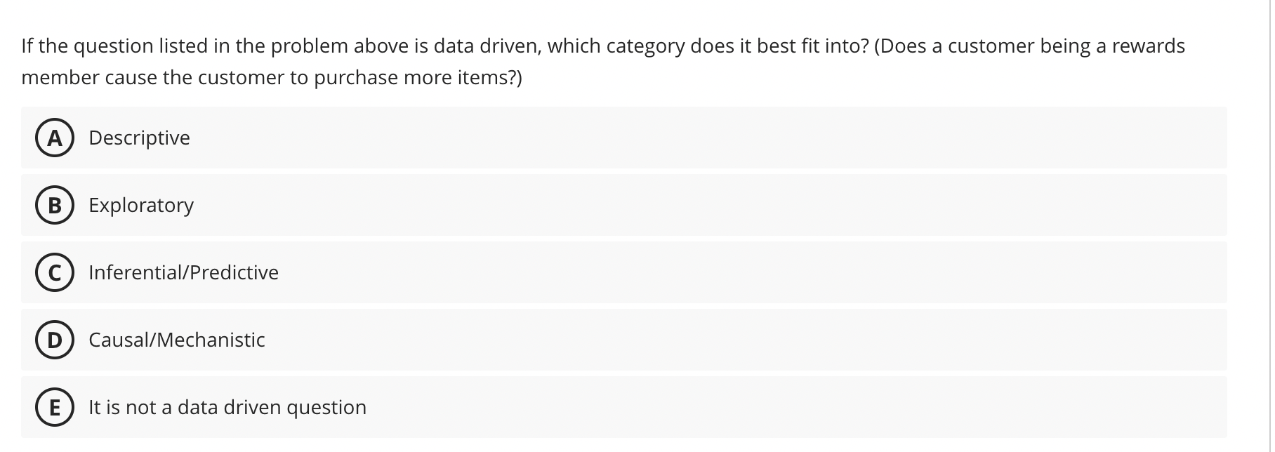  If the question listed in the problem above is data driven,