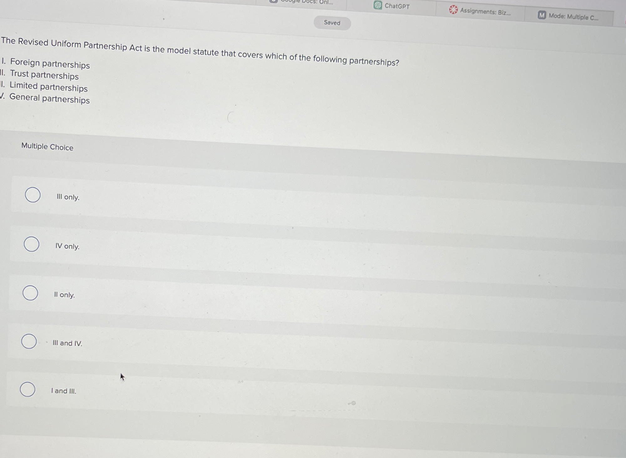  The Revised Uniform Partnership Act is the model statute that covers