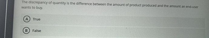  The discrepancy of quantity is the difference between the amount of