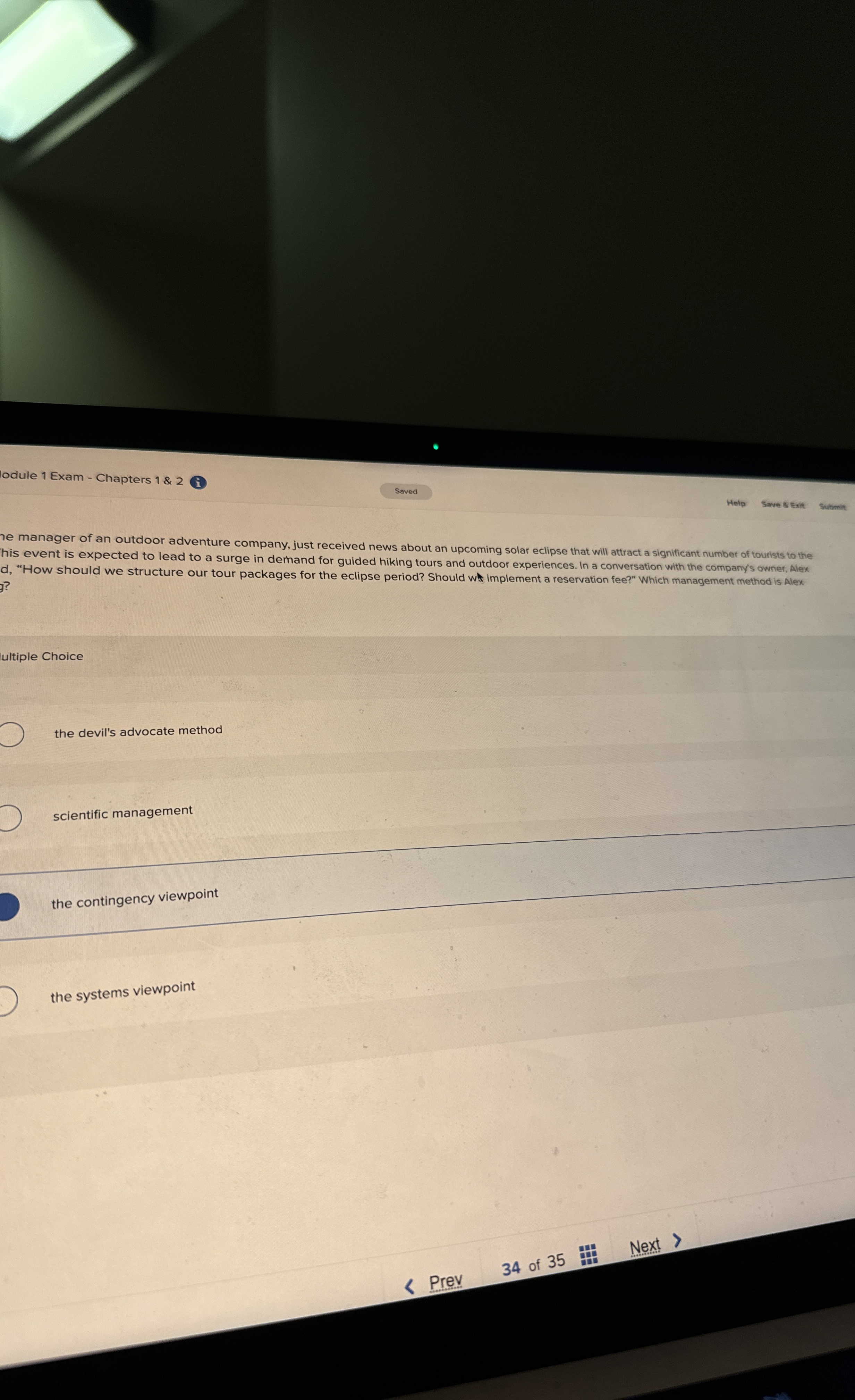  Odule 1 Exam - Chapters 1 & 2 Help Save &