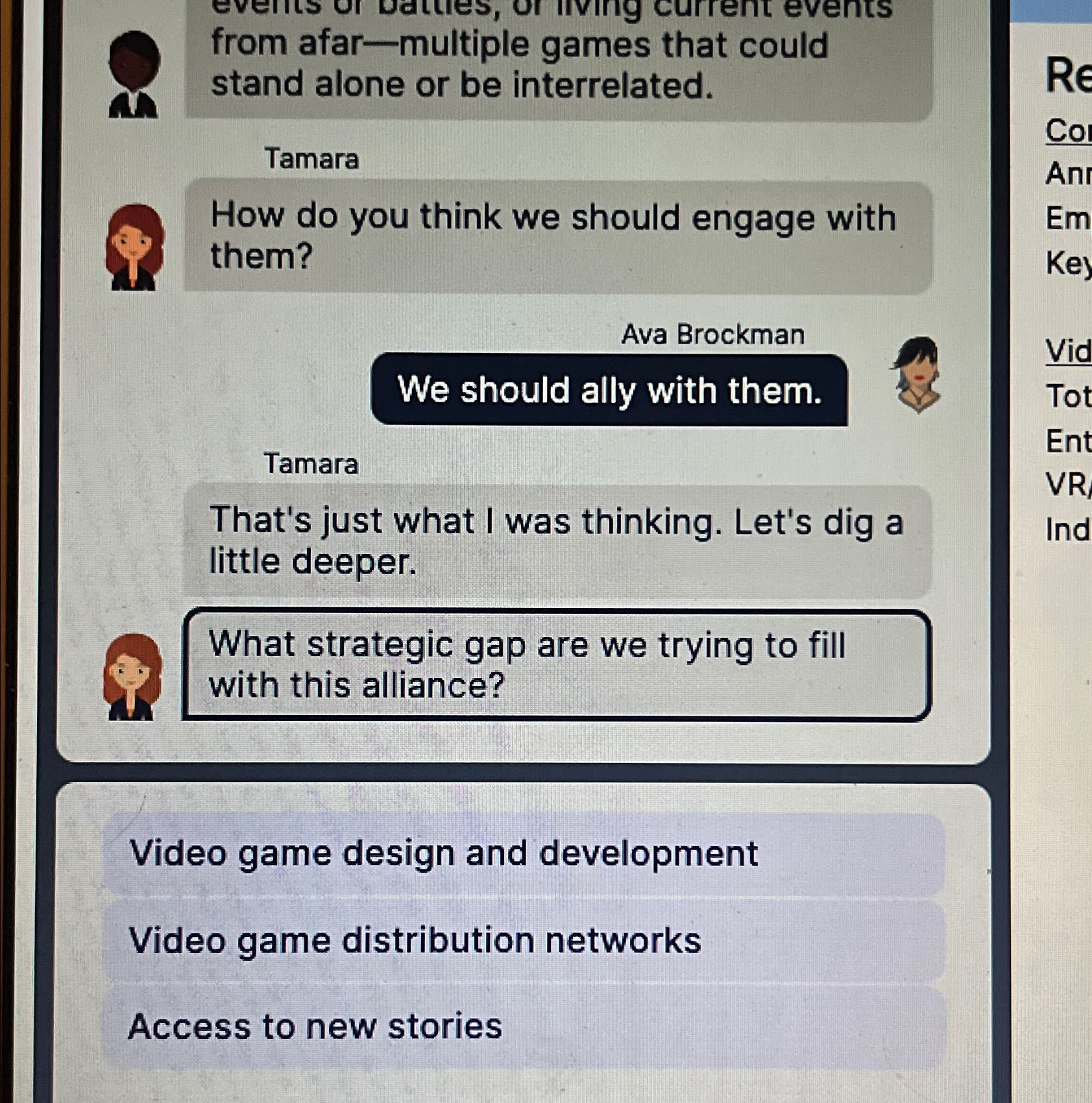  from afar-multiple games that could stand alone or be interrelated. Tamara