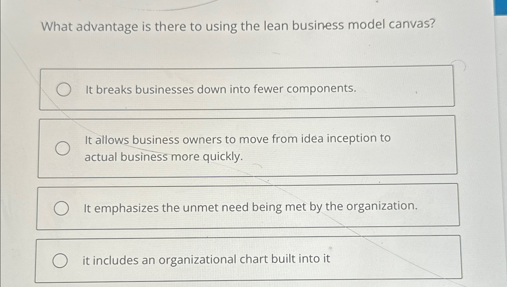  What advantage is there to using the lean business model canvas?