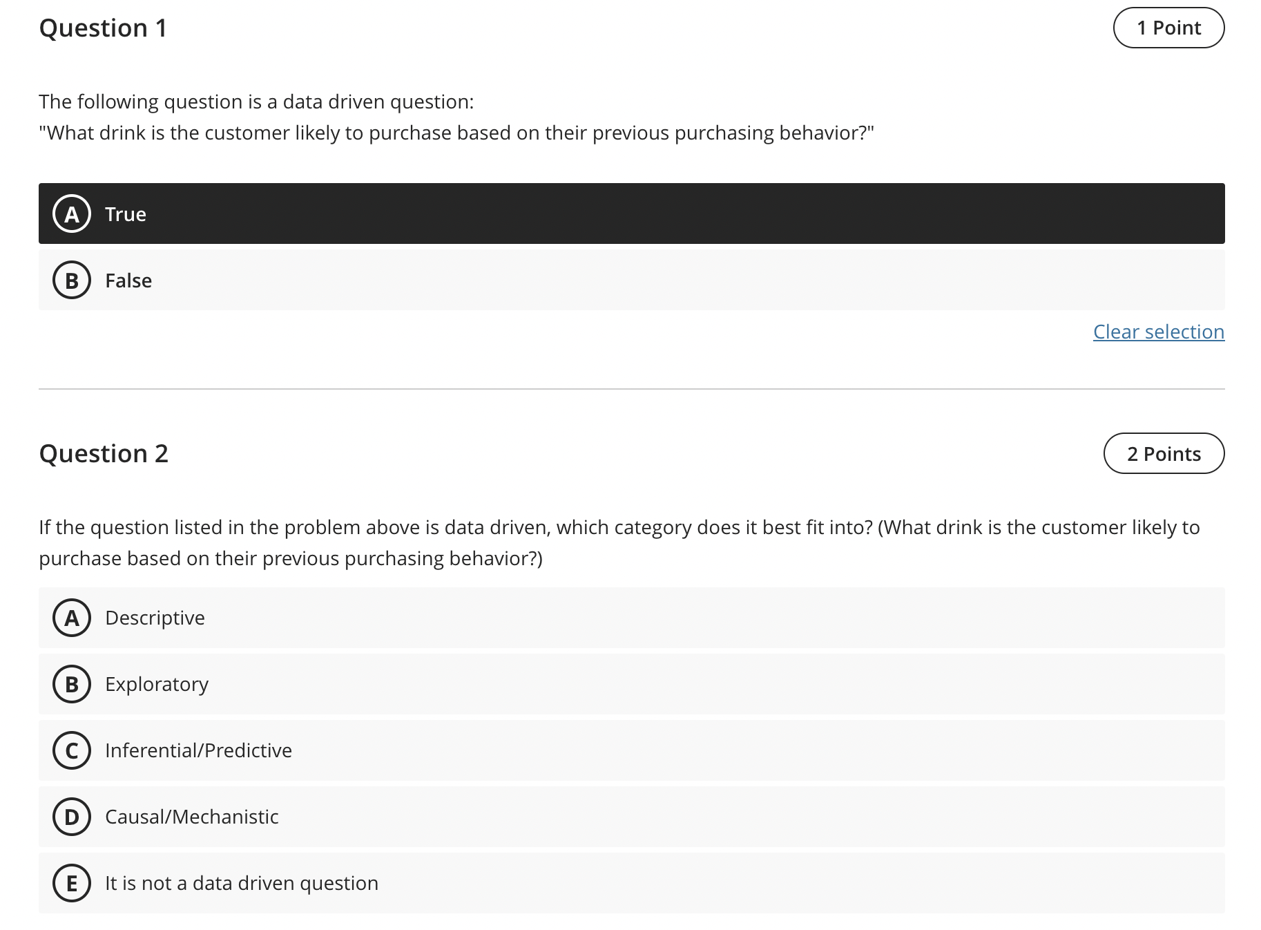  Question 2 If the question listed in the problem above is