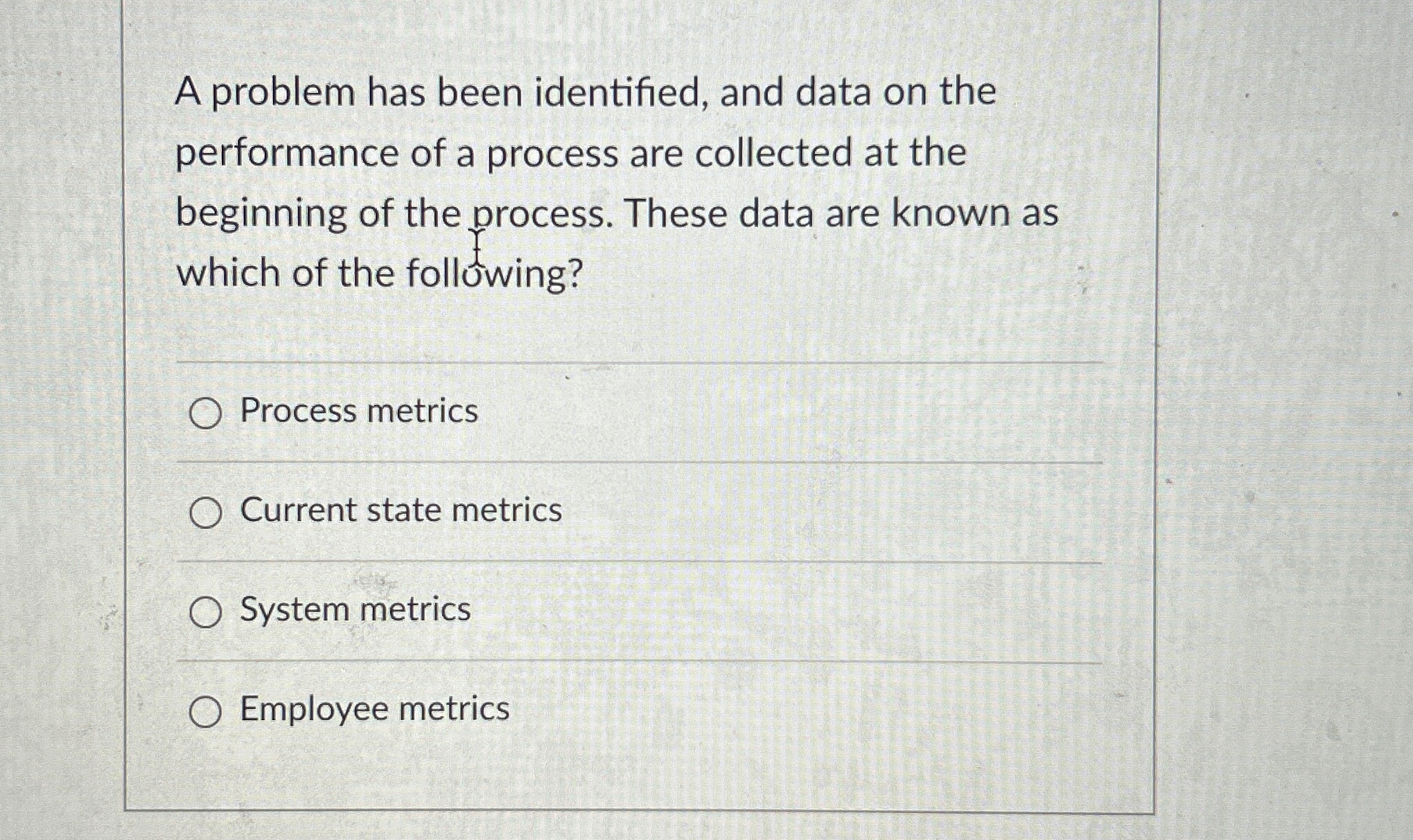  A problem has been identified, and data on the performance of