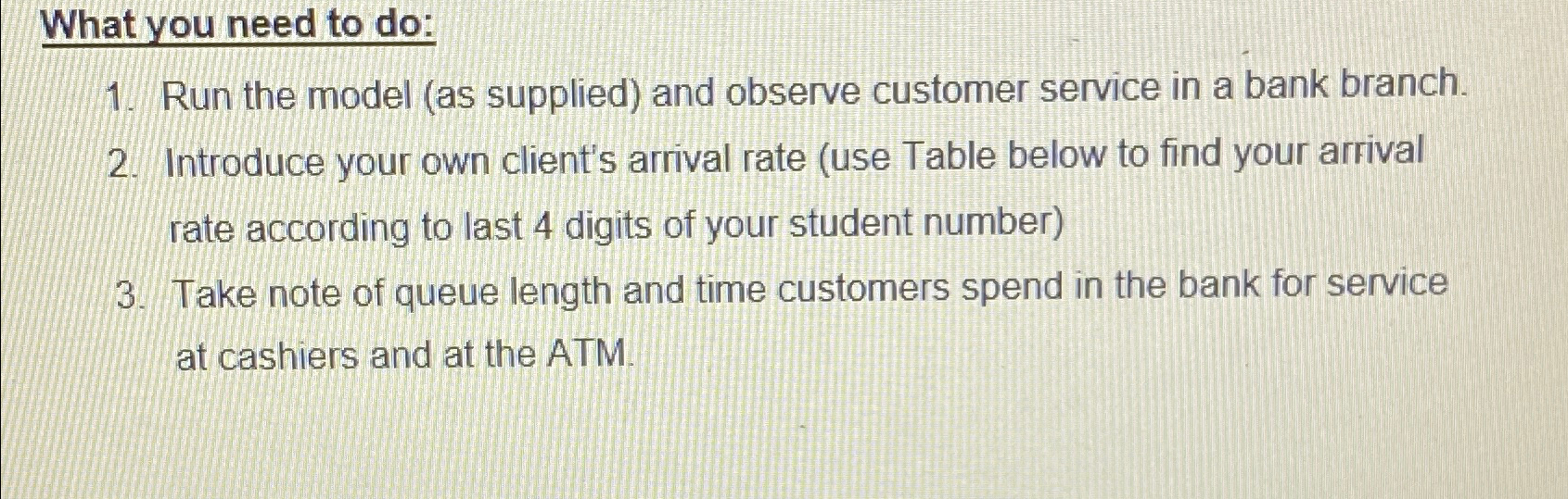  What you need to do: Run the model (as supplied) and