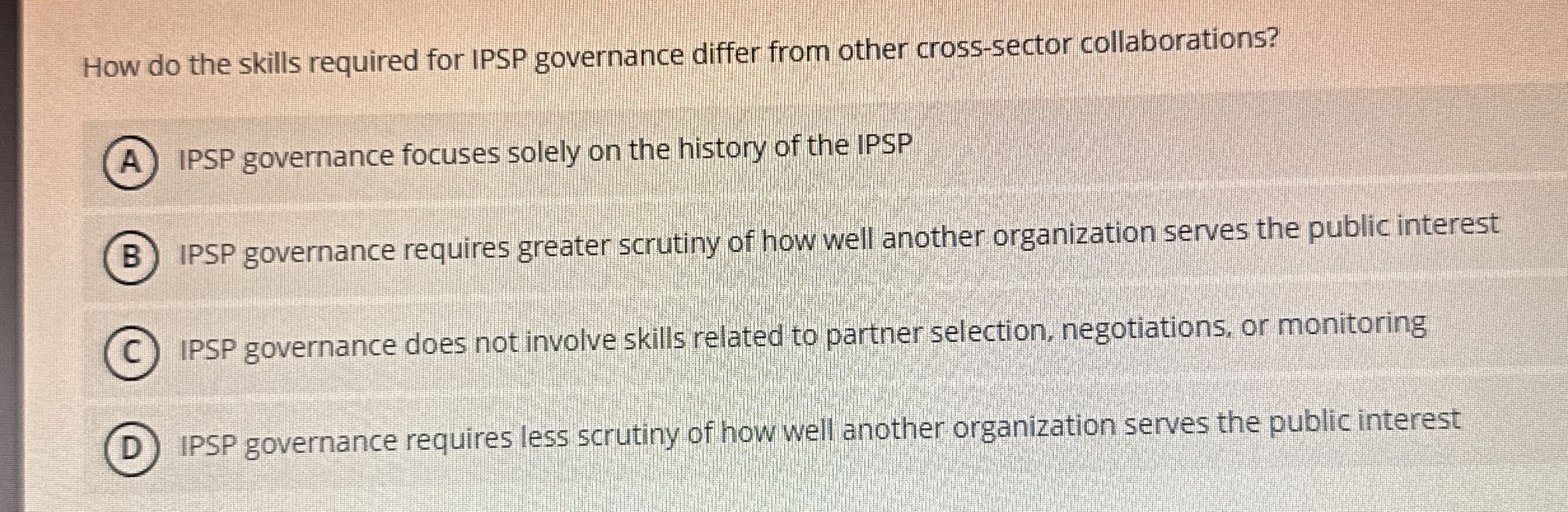  How do the skills required for IPSP governance differ from other