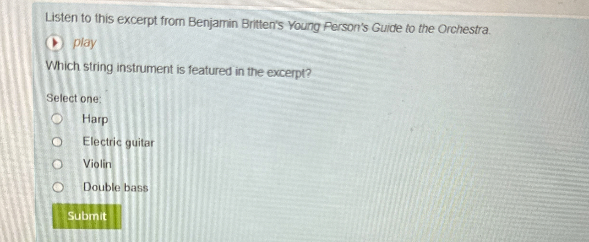  Listen to this excerpt from Benjamin Britten's Young Person's Guide to