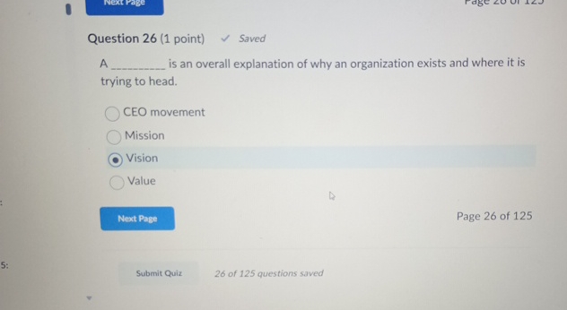  Question 26(1 point) Saved A is an overall explanation of why