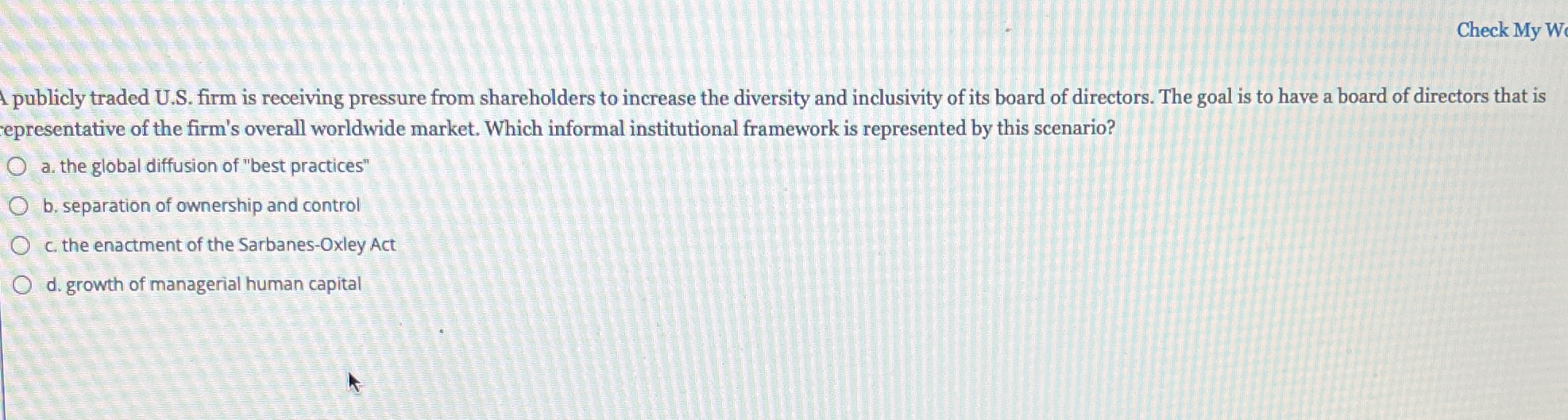  Check My W A publicly traded U.S. firm is receiving pressure