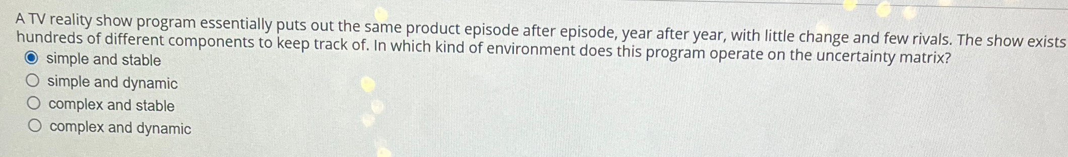  A TV reality show program essentially puts out the same product