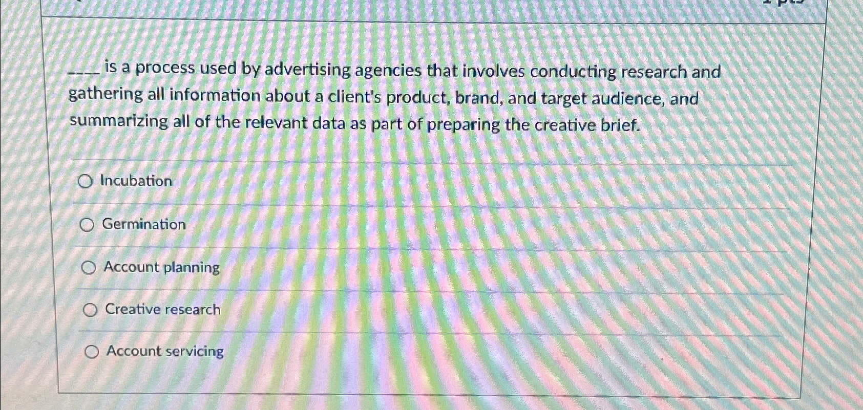  is a process used by advertising agencies that involves conducting research