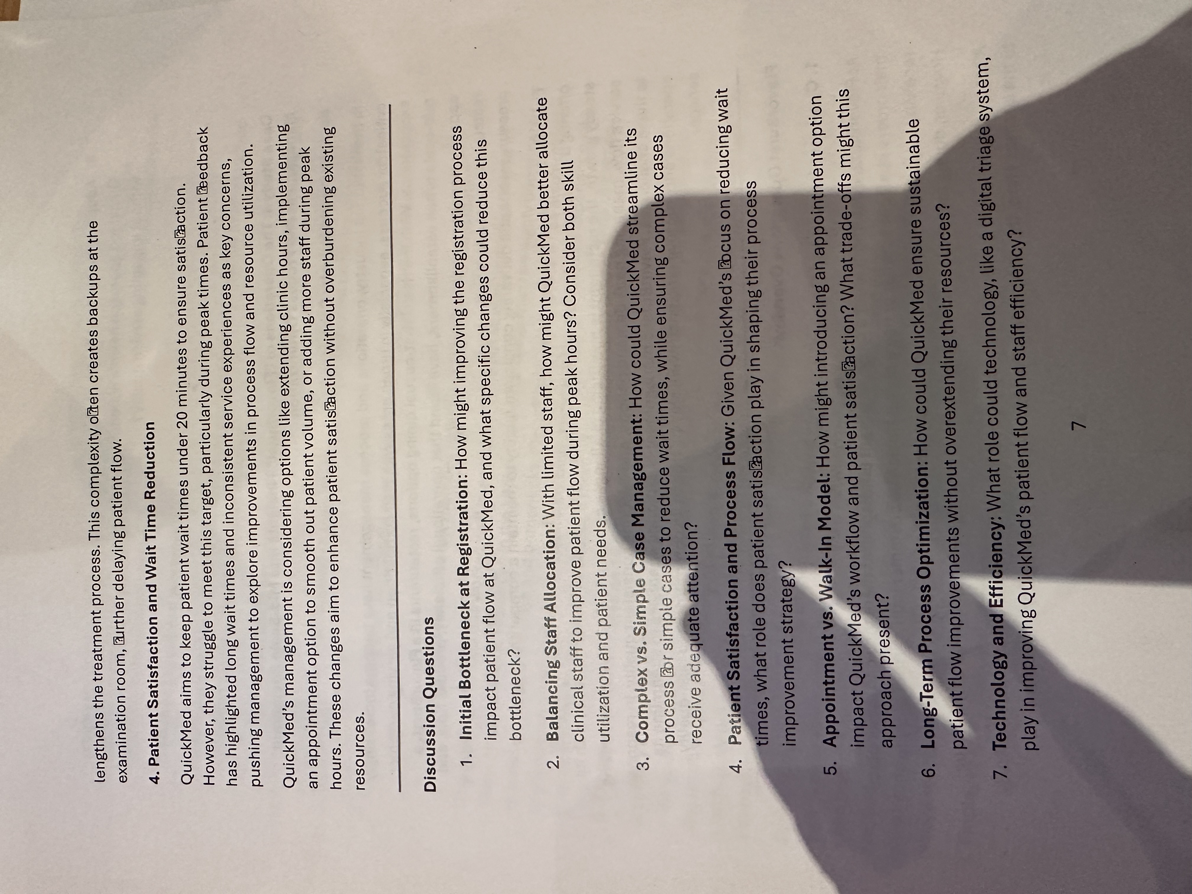  q, q, Case Study 3: QuickMed Clinics - Healthcare Service Process