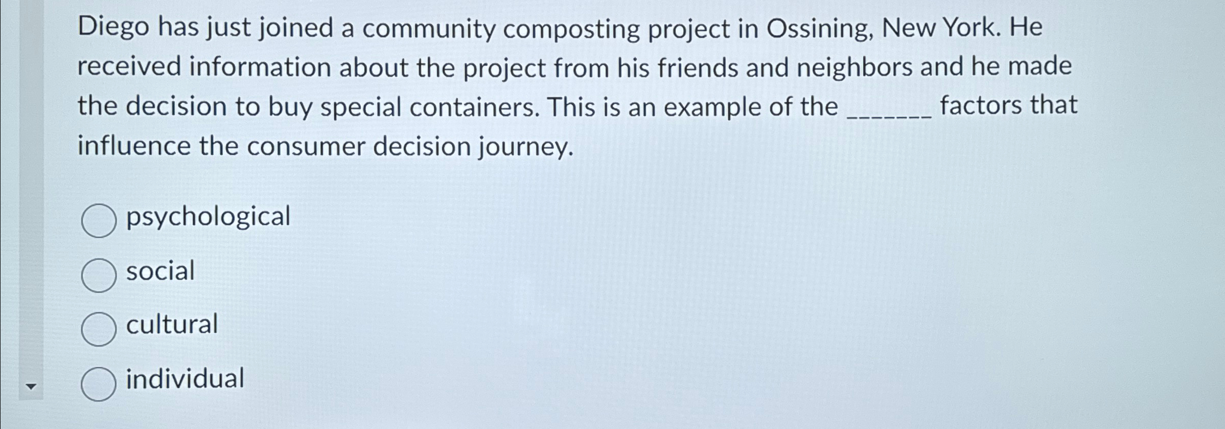  Diego has just joined a community composting project in Ossining, New