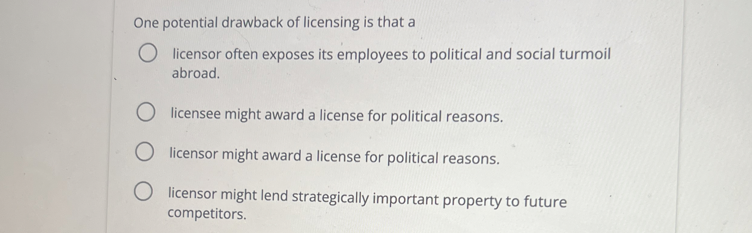  One potential drawback of licensing is that a licensor often exposes