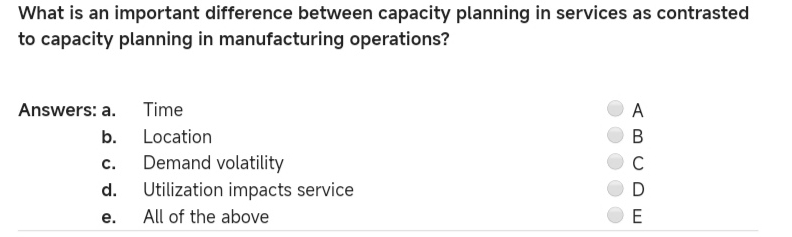  What is an important difference between capacity planning in services as