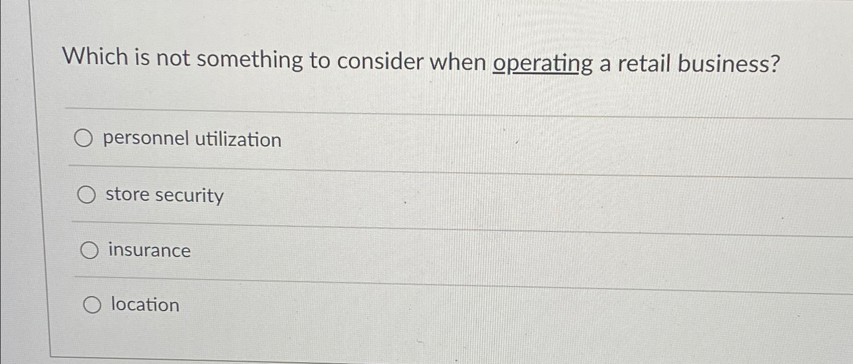  Which is not something to consider when operating a retail business?