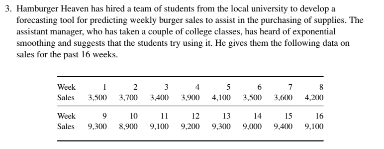  Part (a) Use the 4-period moving average method to forecast for