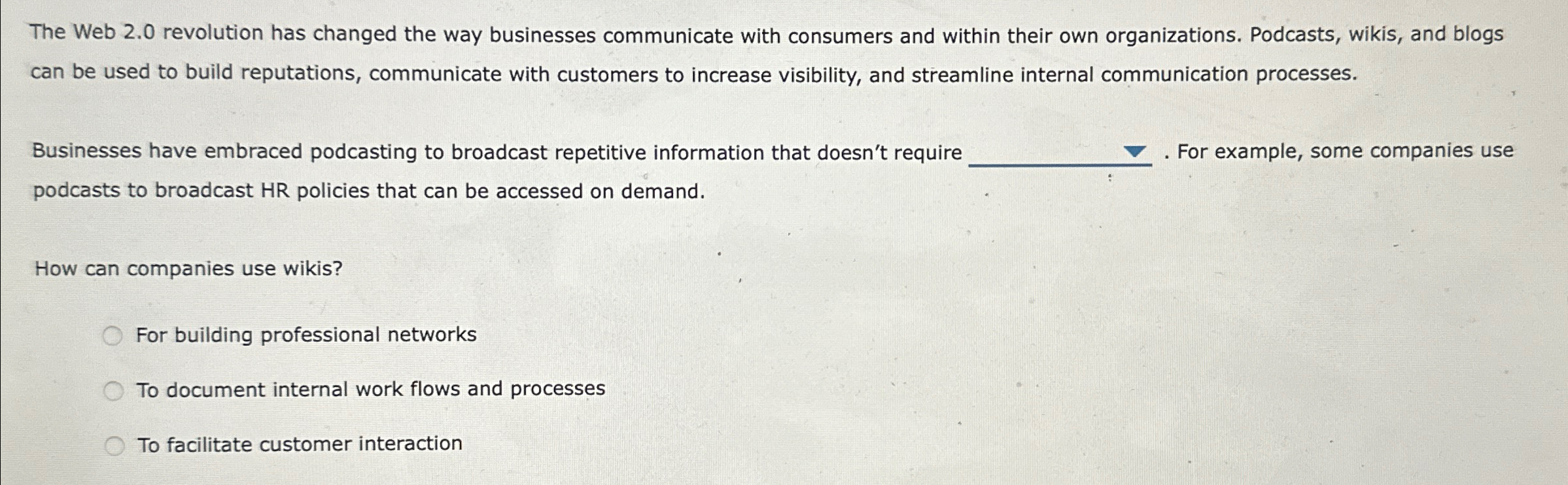  The Web 2.0 revolution has changed the way businesses communicate with