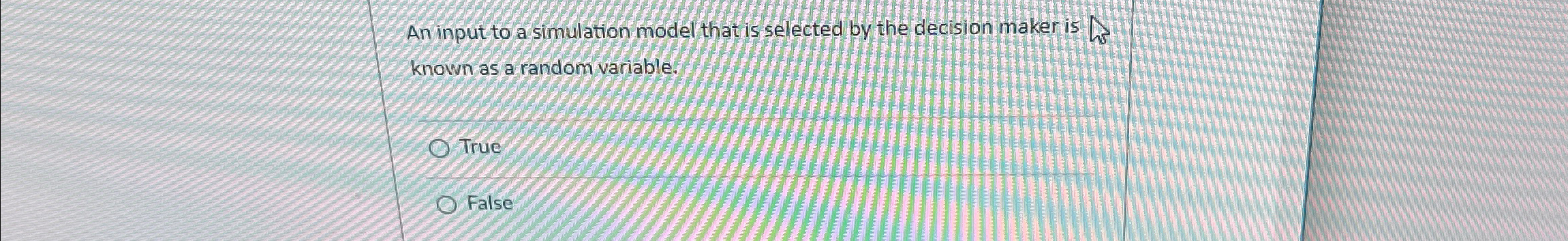  An input to a simulation model that is selected by the