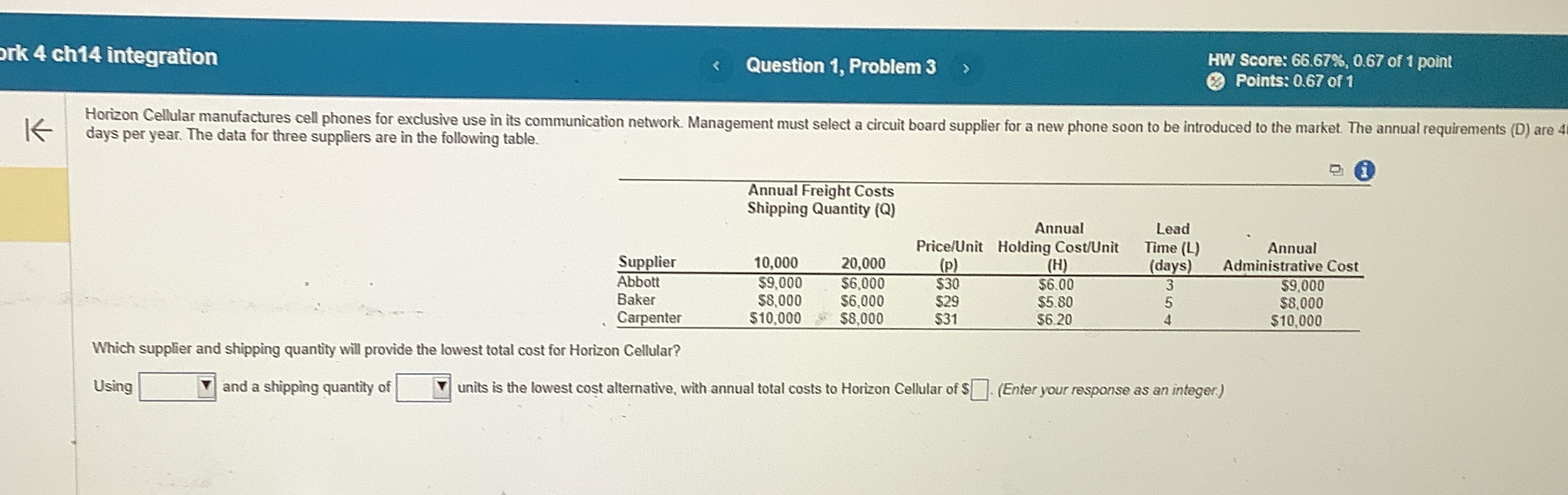  rik 4 ch14 integration Question 1, Problem 3 HW Score: 66.67%,0.67
