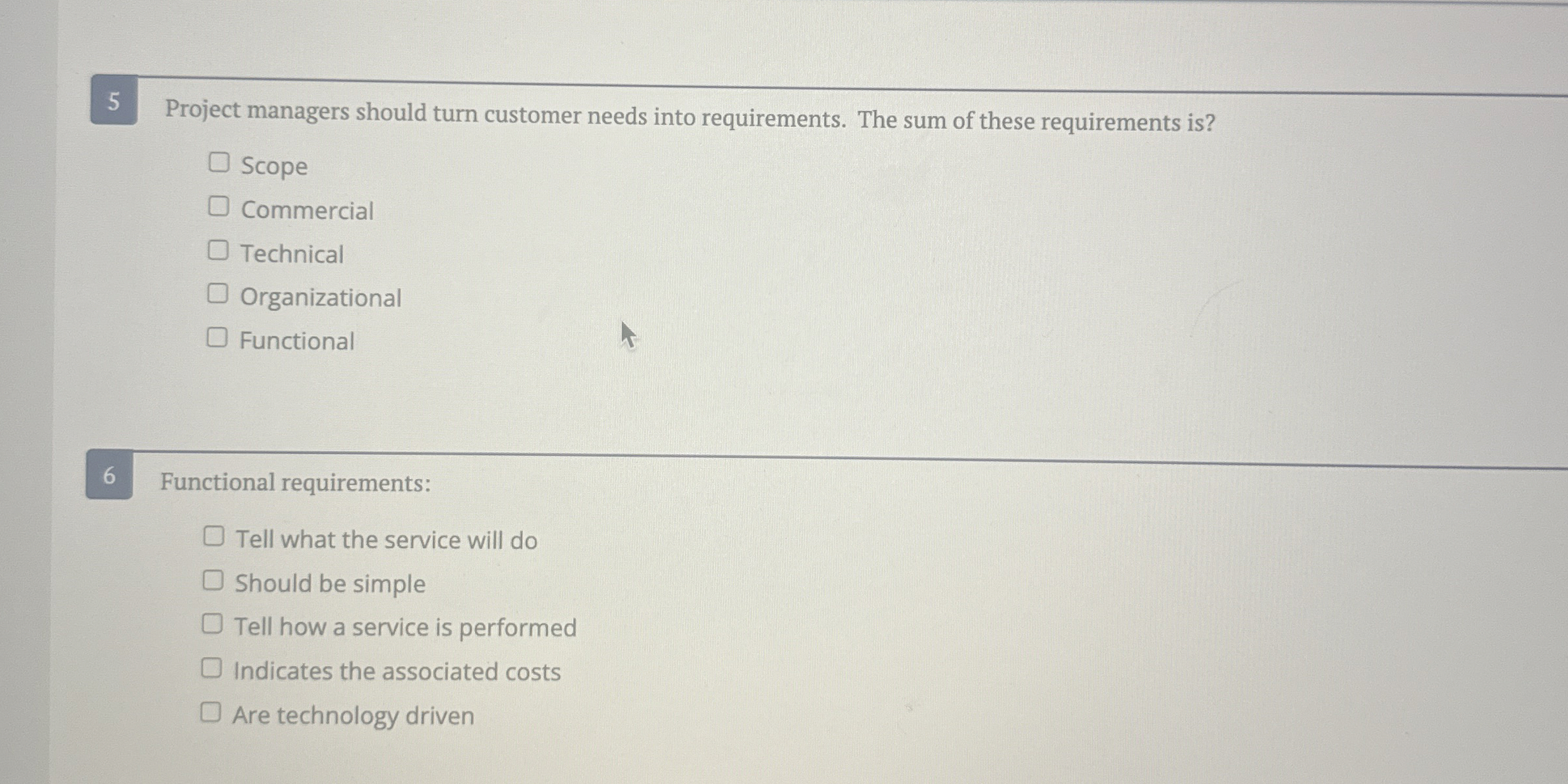  Project managers should turn customer needs into requirements. The sum of