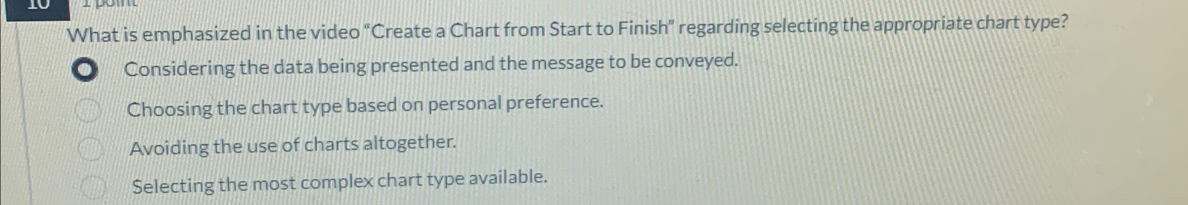  What is emphasized in the video "Create a Chart from Start
