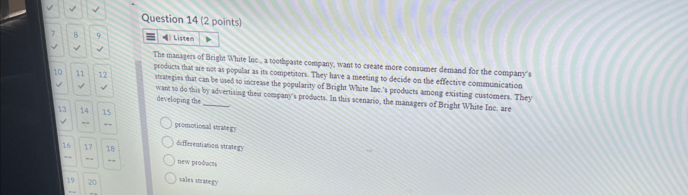  Question 14(2 points) 7 8 9 Listen 10 11 12 13