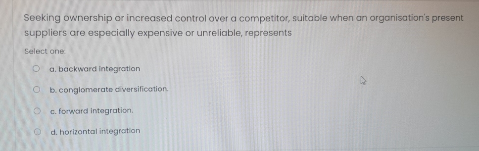  Seeking ownership or increased control over a competitor, suitable when an
