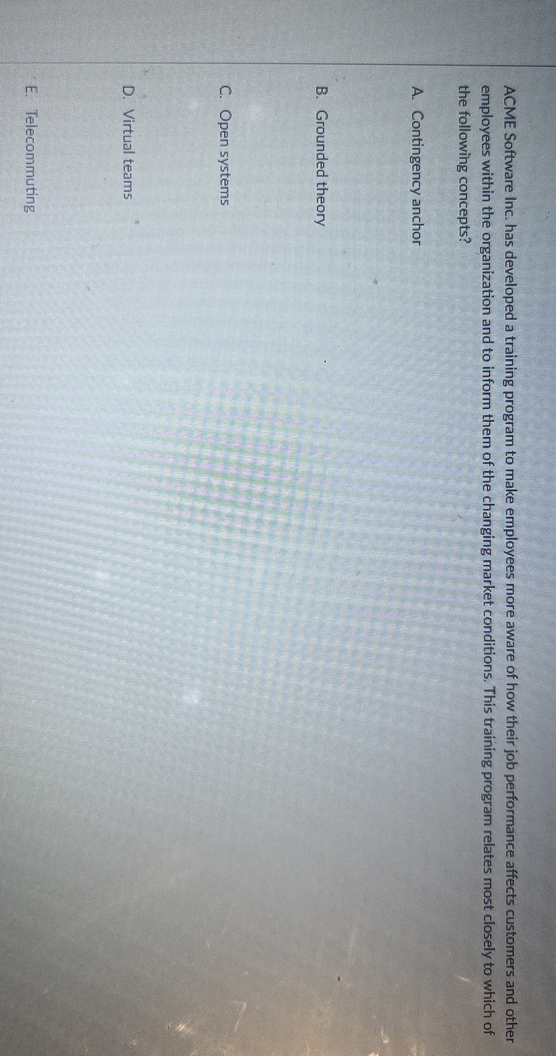  ACME Software Inc. has developed a training program to make employees