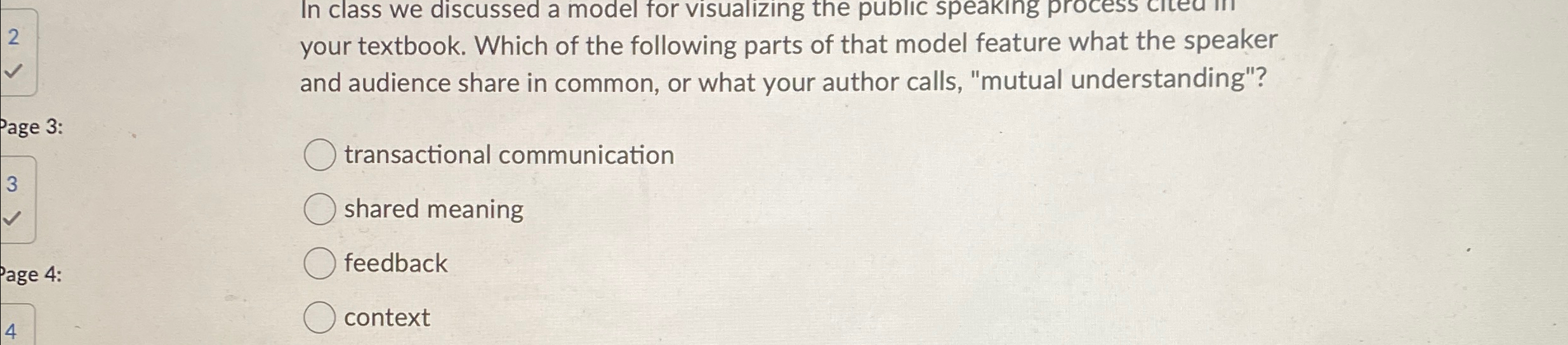  In class we discussed a model for visualizing the public speaking