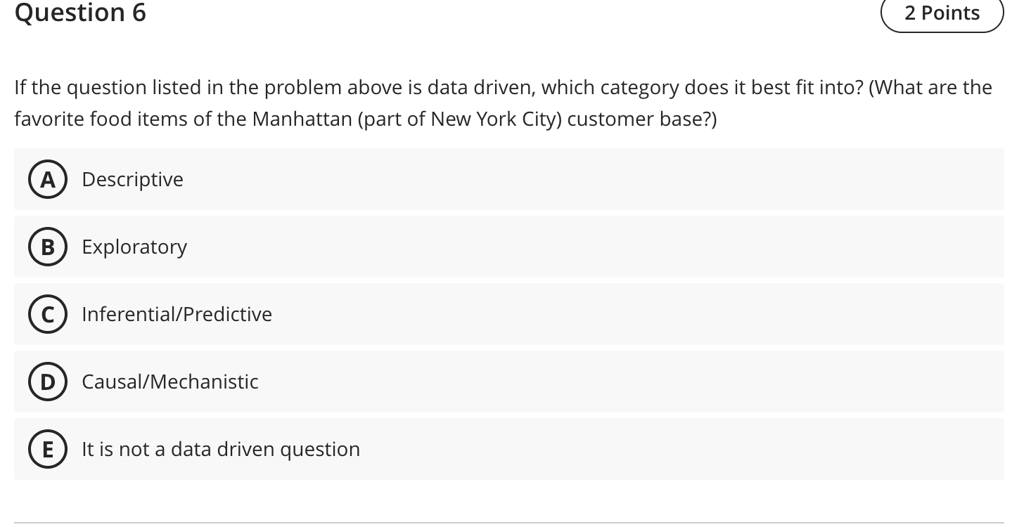  Question 6 If the question listed in the problem above is